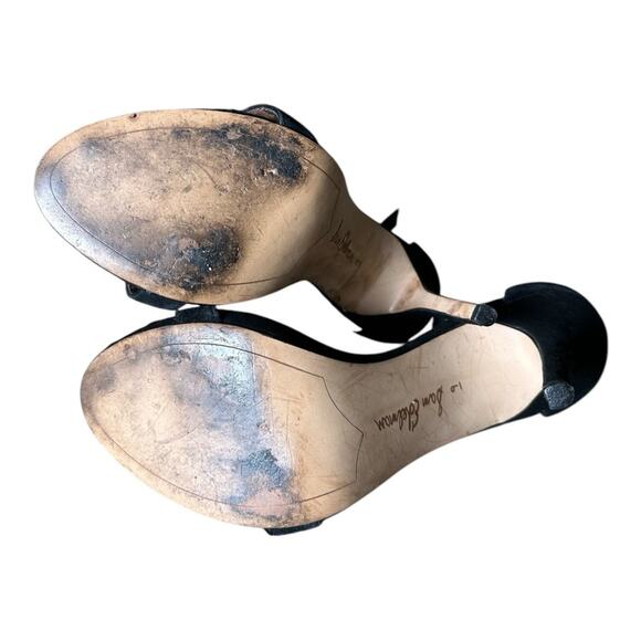 Sam Edelman Black Suede Stiletto Heels Open Toe Sandals Shoes Date Night Size 9 - Picture 10 of 11